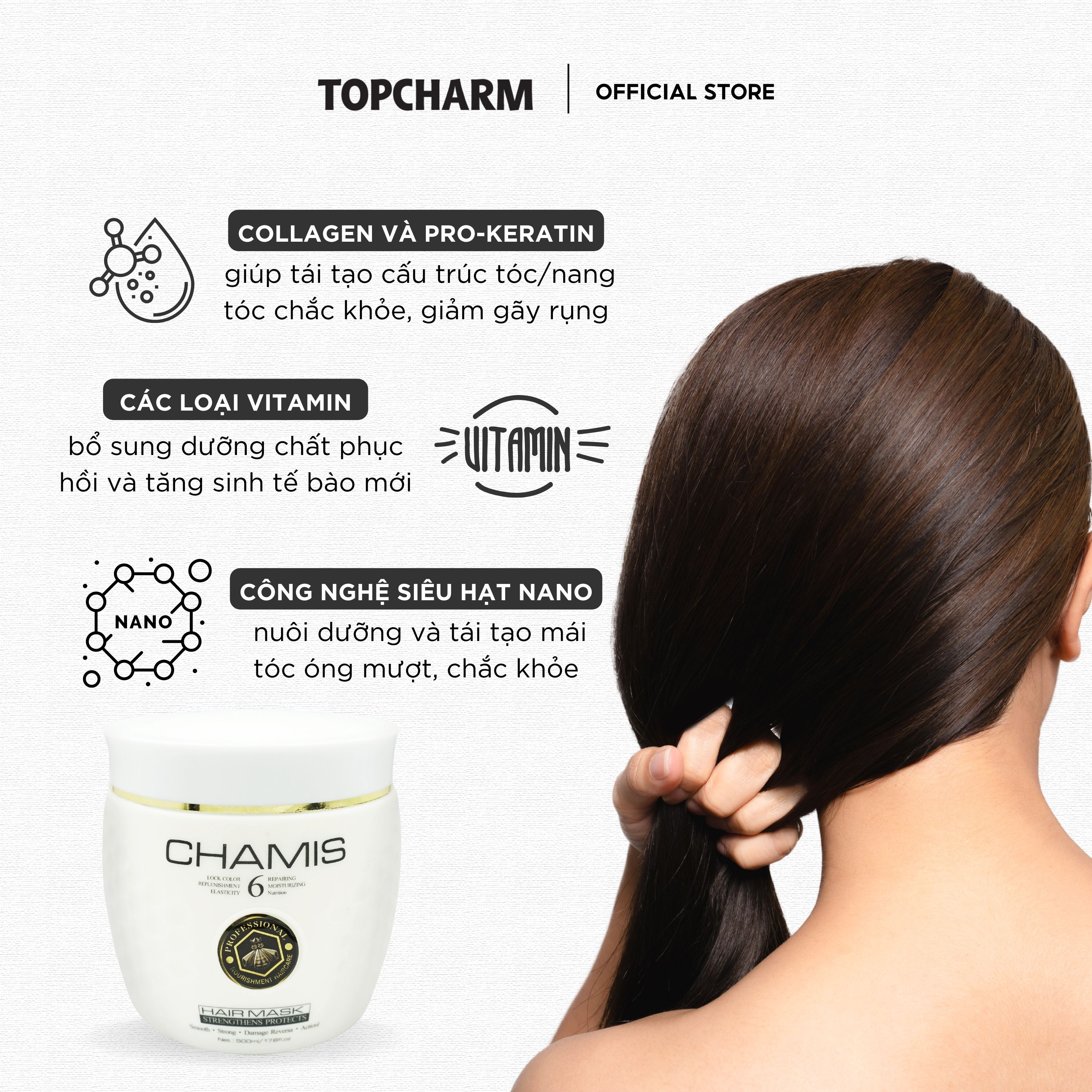 Hấp dầu tóc CHAMIS, kem hấp tóc giúp tóc bóng khỏe mềm mượt