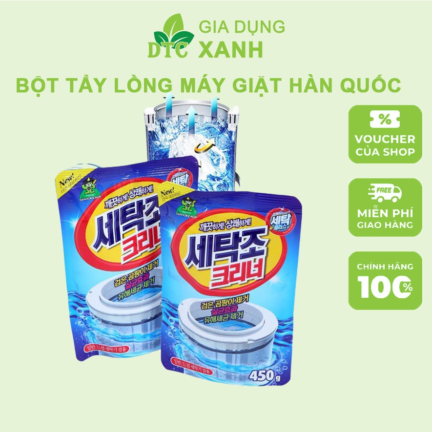 Bột tẩy lồng máy giặt - bột vệ sinh lồng máy giặt hàn quốc gói 450g, gói vệ sinh/ tẩy lồng máy giặt hàn quốc