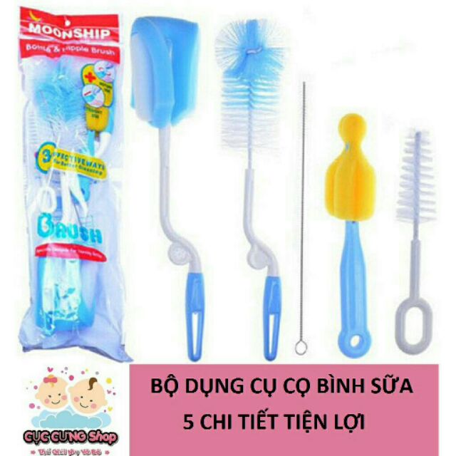 Bộ dụng cụ cọ rửa bình sữa ly 4 chi tiết rửa ly bình sữa cho bé