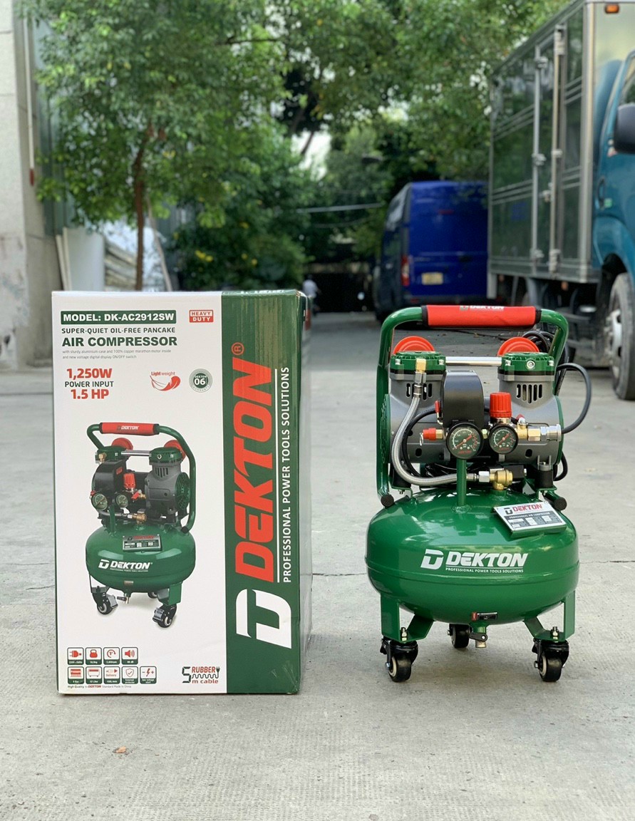 Nén khí không dầu dekton dk-ac2912sw 1.5hp 1250w bình 12l