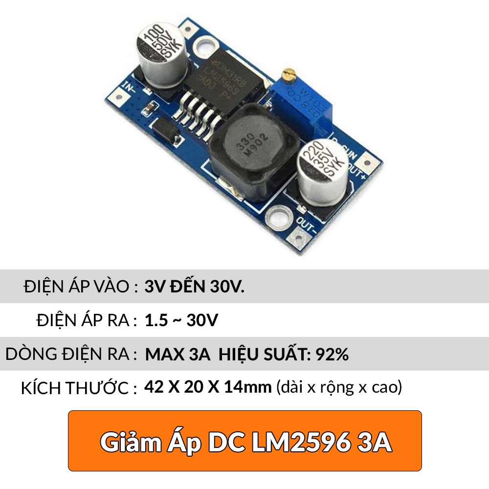 Mạch hạ áp giảm áp mini-360 3a | dc mini 3a | lm2596 3a | xl4015 | lm2596 có hiển thị | xl4015 có hiển thị