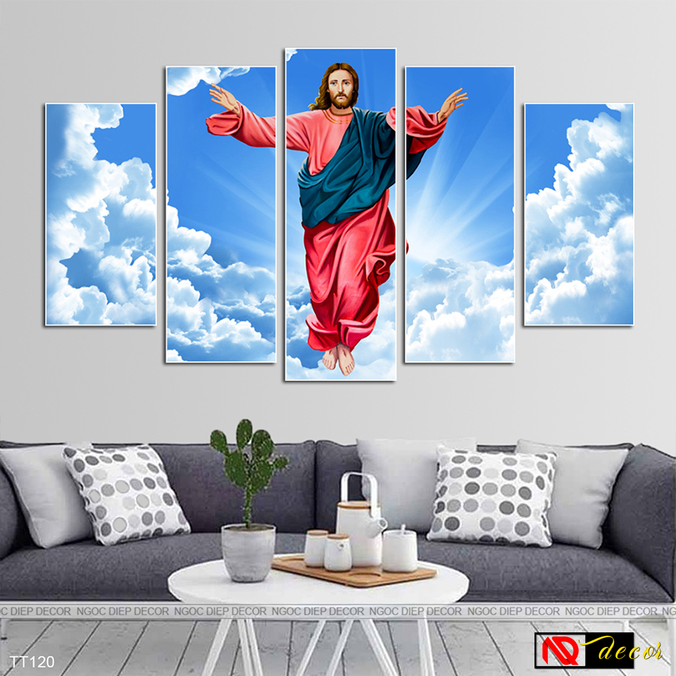 Tranh dán tường thiên chúa Jesus ban phước lành -Trang décor phong cách hiện đại