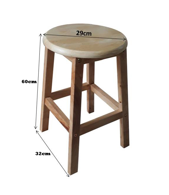 [HCM]Ghế đôn mặt tròn cao 60cm bằng gỗ (Tự nhiên)