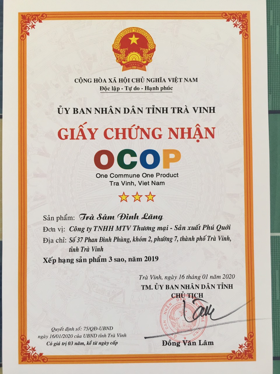 Trà Sâm Đinh Lăng (trà túi lọc) [Hai Lúa - Phú Qưới ]hộp 30 gói