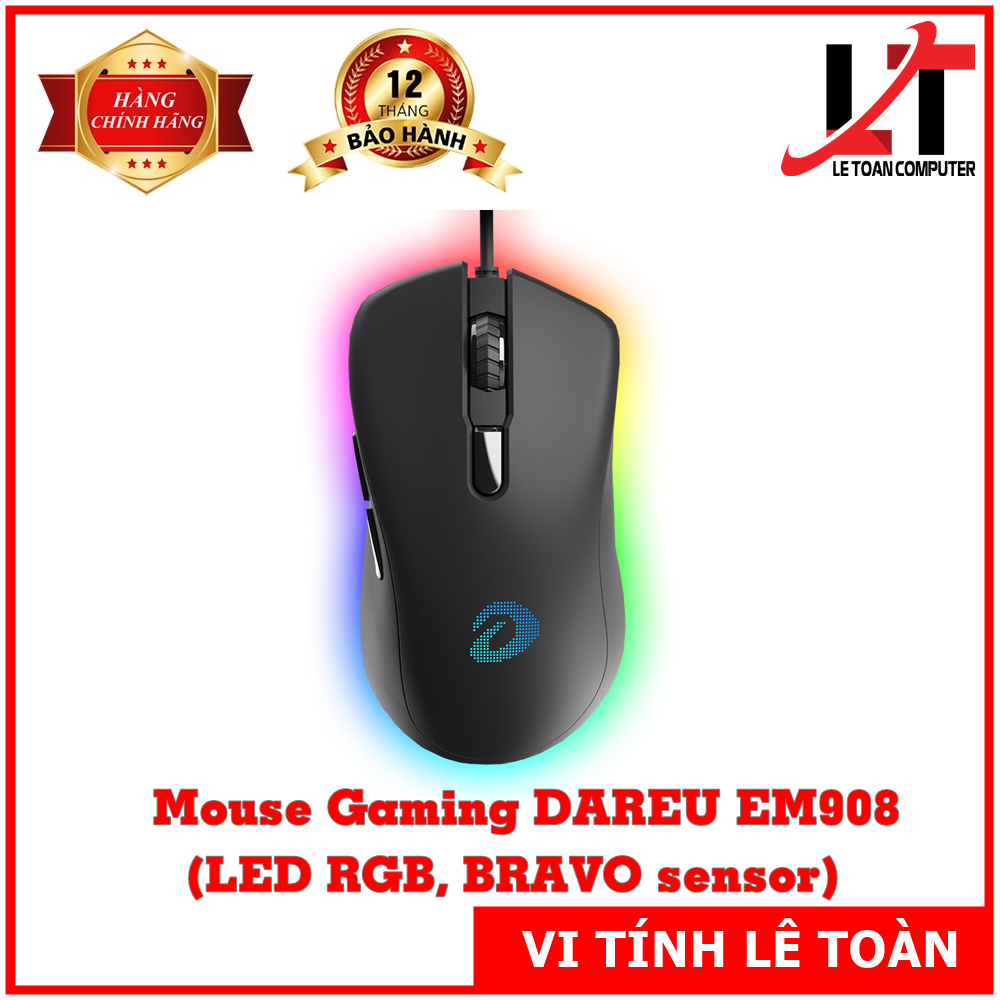CHUỘT GAMING DAREU EM908 (LED RGB, BRAVO SENSOR)
