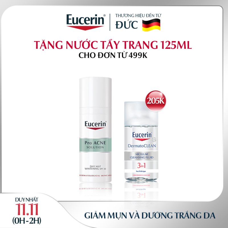 Kem Dưỡng Giảm Mụn Và Trắng Da Ban Ngày Eucerin Pro Acne Day MAT Whitening SPF30 50ml