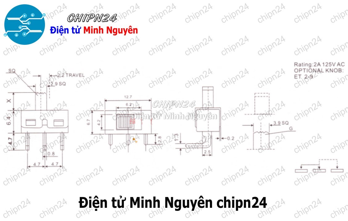 [5 cái] (K88) Công Tắc Gạt SS12D06 4.7MM (3 chân 2 vị trí Thẳng) - HH003331