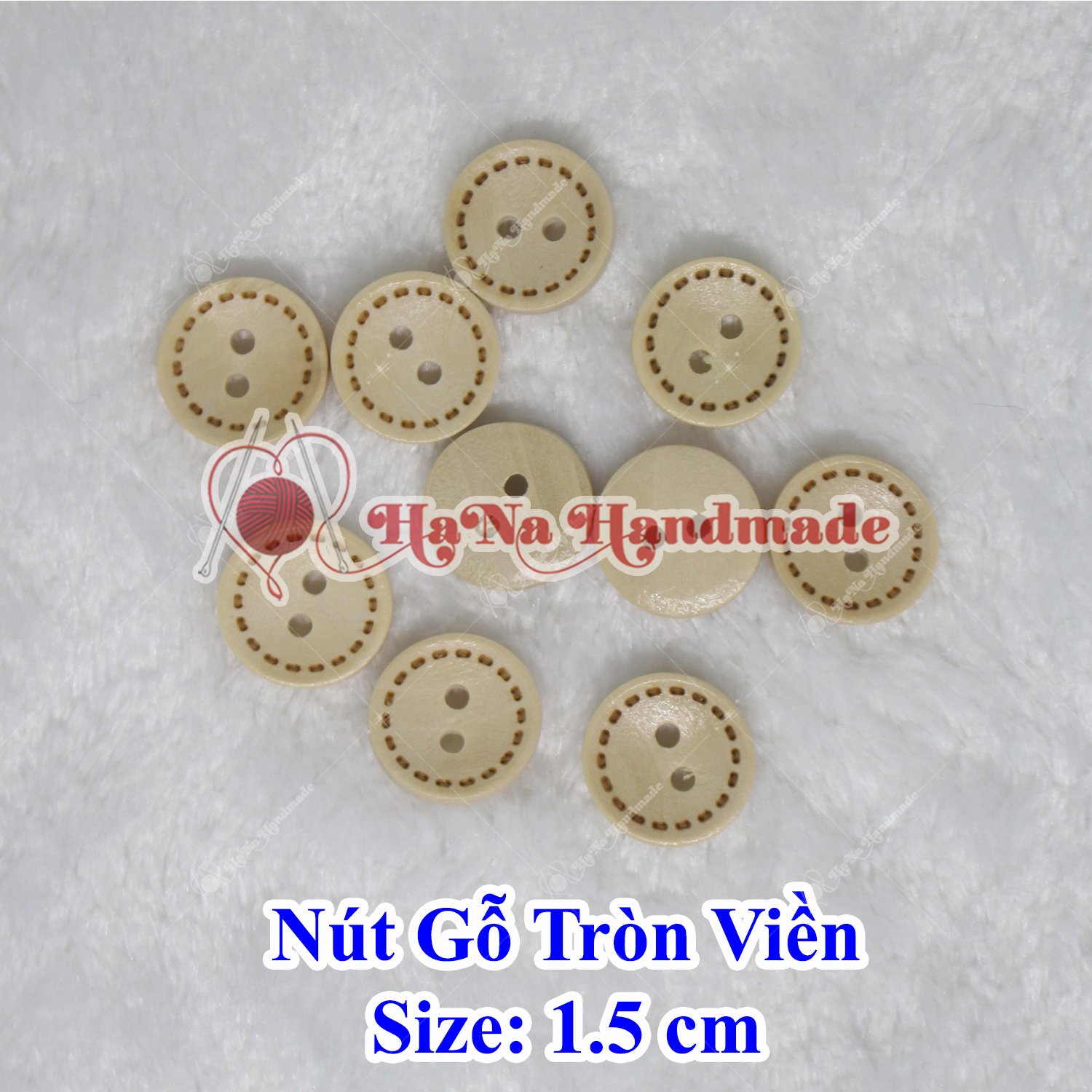 Nút gỗ tròn viền nâu kem