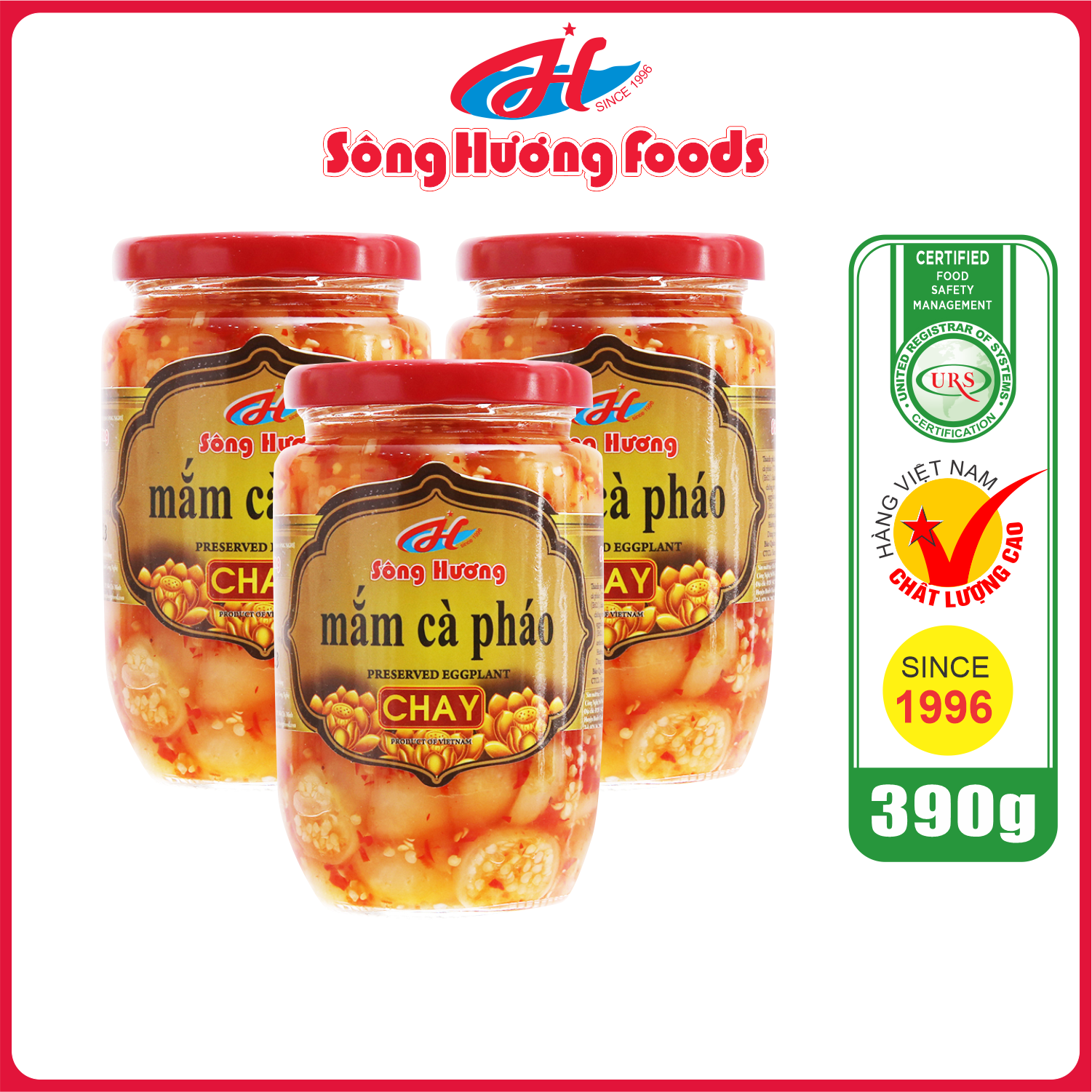 3 Hũ Mắm Cà Pháo Chay Sông Hương Foods Hũ 390g - Ăn kèm cơm , bún , phở