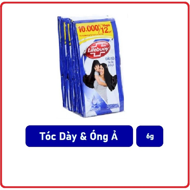 Combo 4 dây dầu gội đầu LifeBuoy Xanh gia đình tóc dầy óng ả 12 gói x 6g