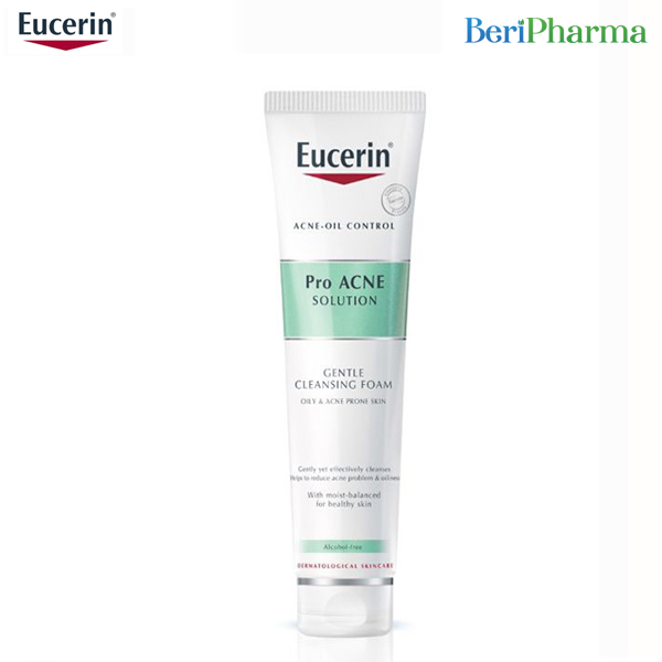 Eucerin sữa rửa mặt tạo bọt cho da nhờn mụn proacne cleansing foam 150g