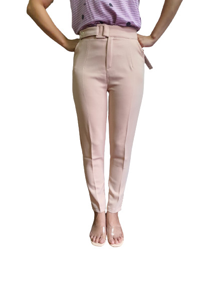 Quần baggy tây mix đai cúc lệch