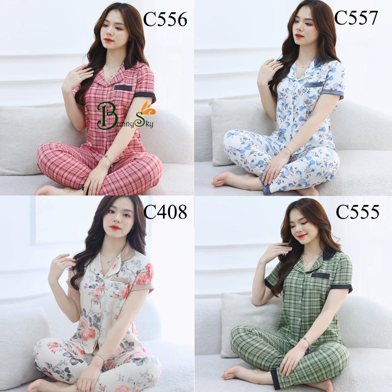 [BunnySky] Sét đồ bộ mặc nhà chất lụa mềm mịn,họa tiết lạ, nhiều mầu để khách lựa chon.