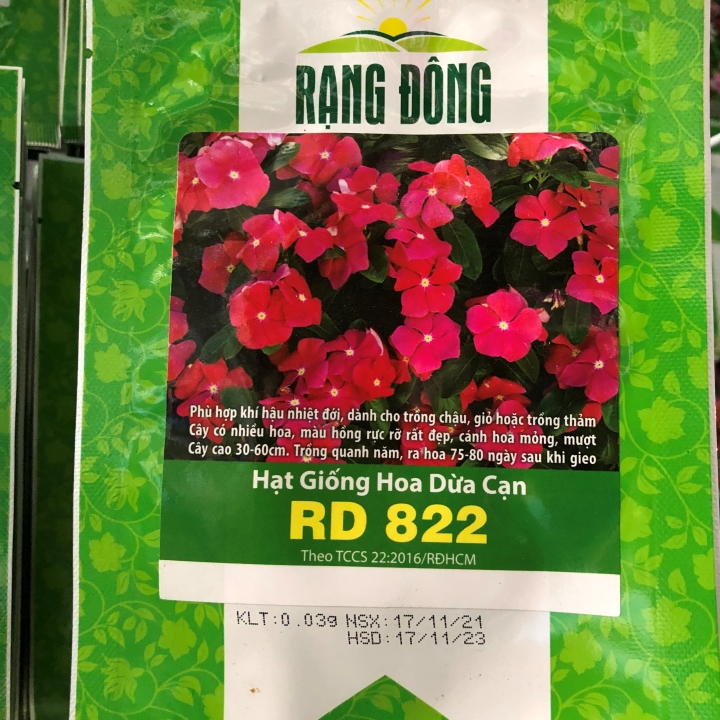 Hạt Giống Hoa dừa cạn hồng RD 822 (0.03g)
