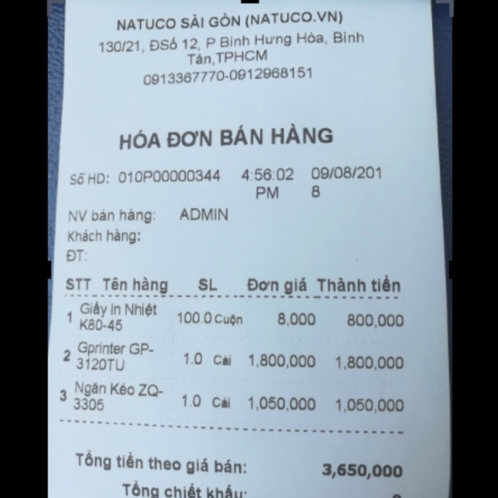 Combo 10 cuộn giấy in bill Khổ 80mm (K80)
