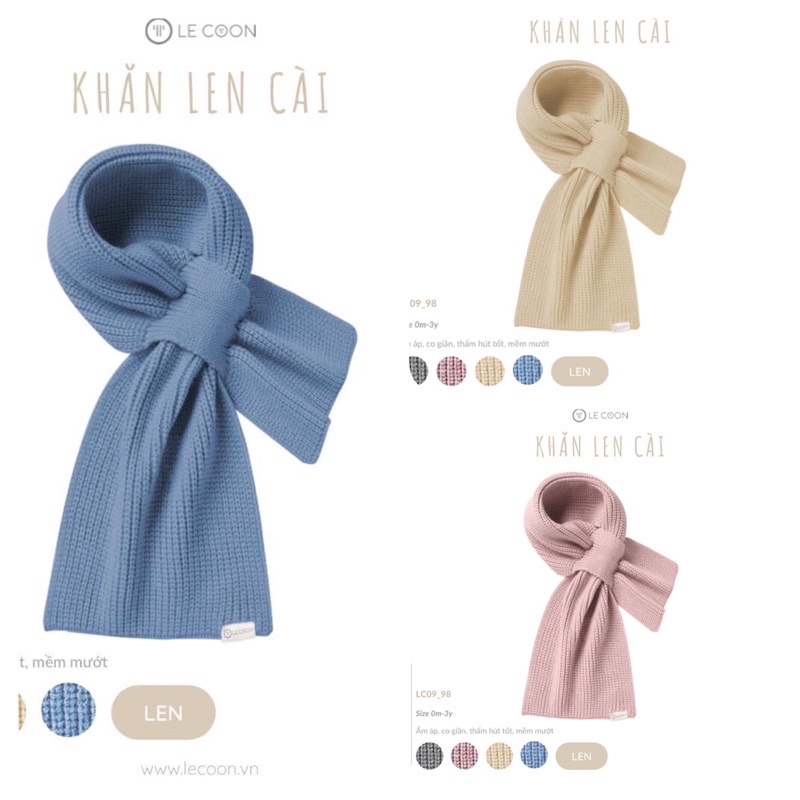 Khăn Len Cài Lecoon Bé Trai Bé Gái Le Coon (Size từ 0-3 Tuổi)