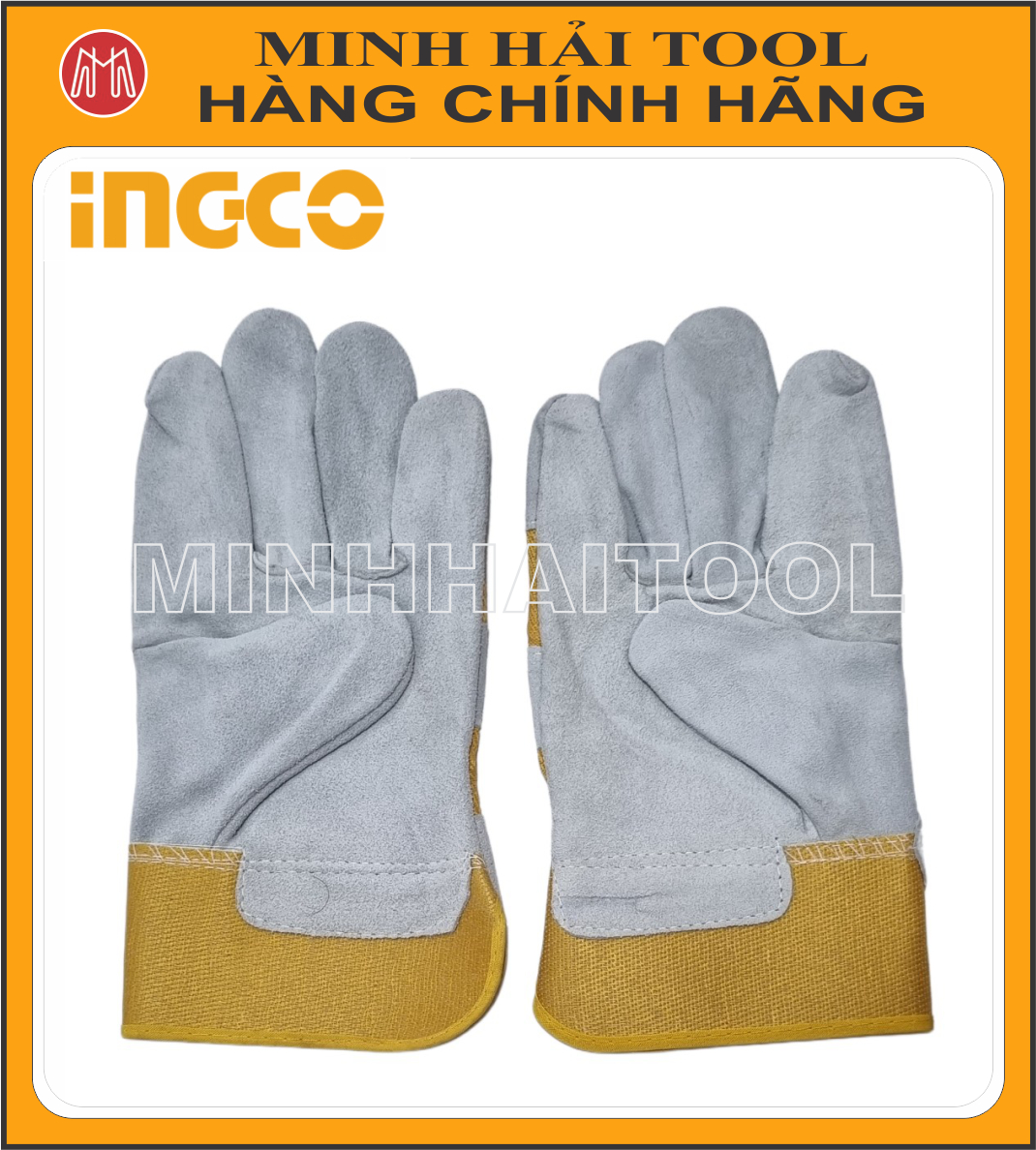 INGCO - Găng tay vải da 10,5 inch. Model: HGVC01. Chất liệu bằng vải da bò