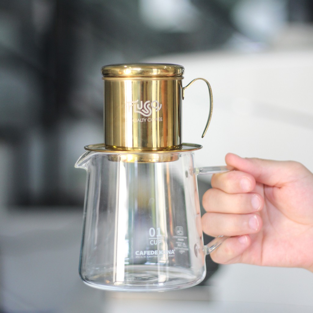 Phin Pha Cà Phê Inox 304 Mạ Vàng Flusso Specialty Coffee-
