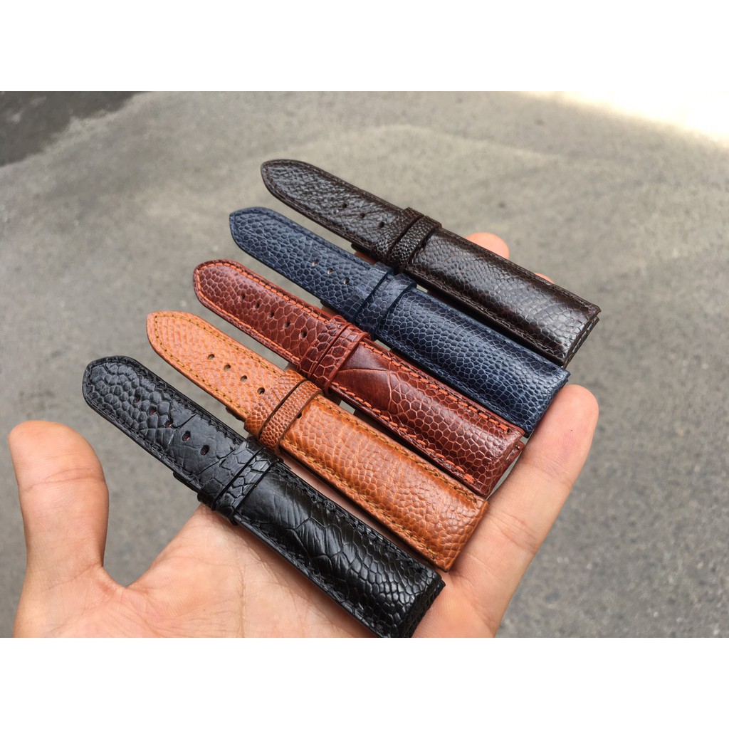 Dây đồng hồ da đà điểu cao cấp đủ size (Trong lót da bò)