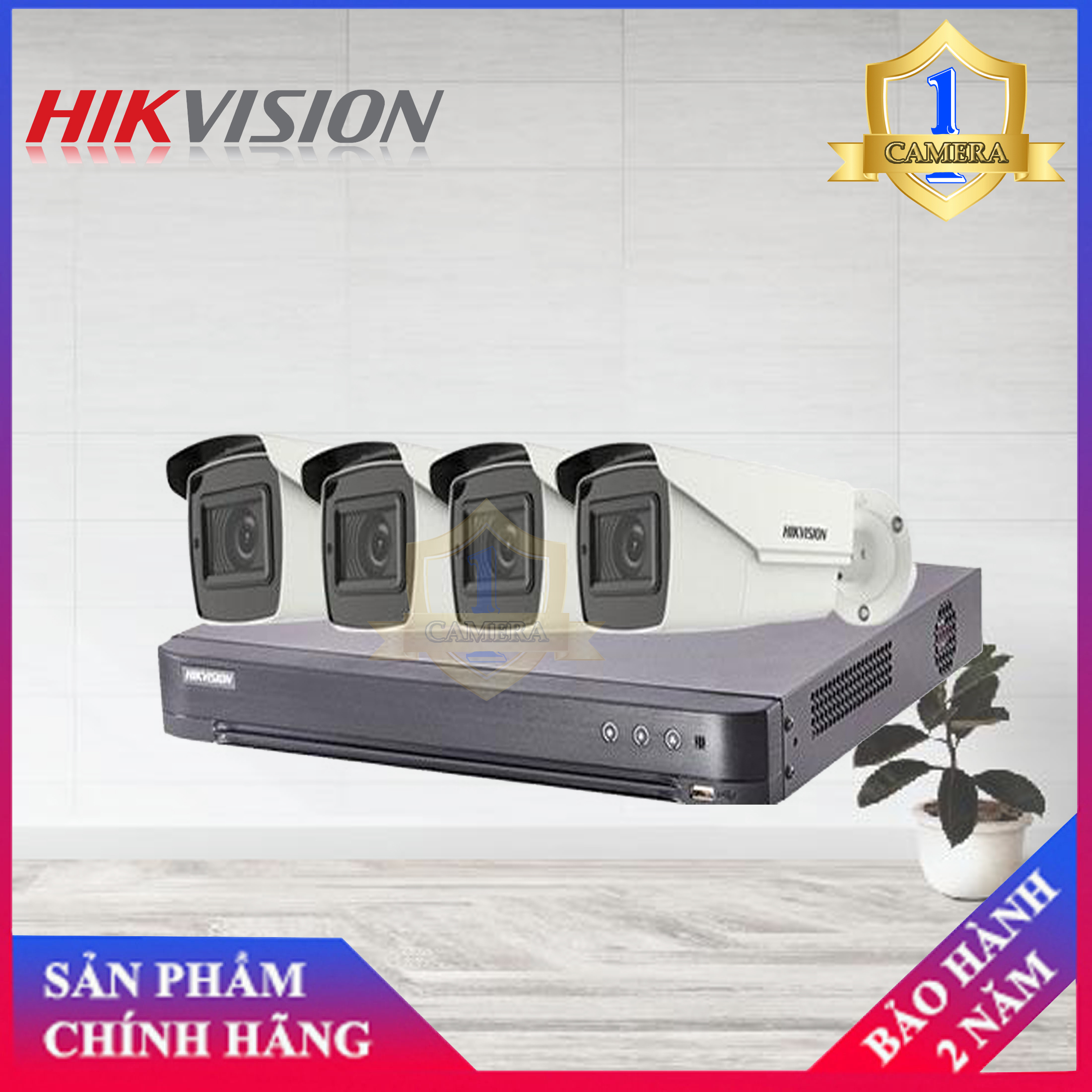 Trọn bộ 4 camera hikvision ds-2ce16h0t-it3zf + đầu ghi 4 kênh ds-7204huhi-k1