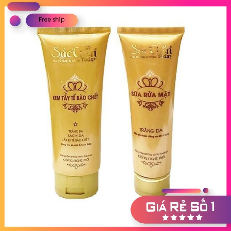 Combo Kem tẩy tế bào chết 120ml - Sữa rửa mặt Sắc Tiên 100ml