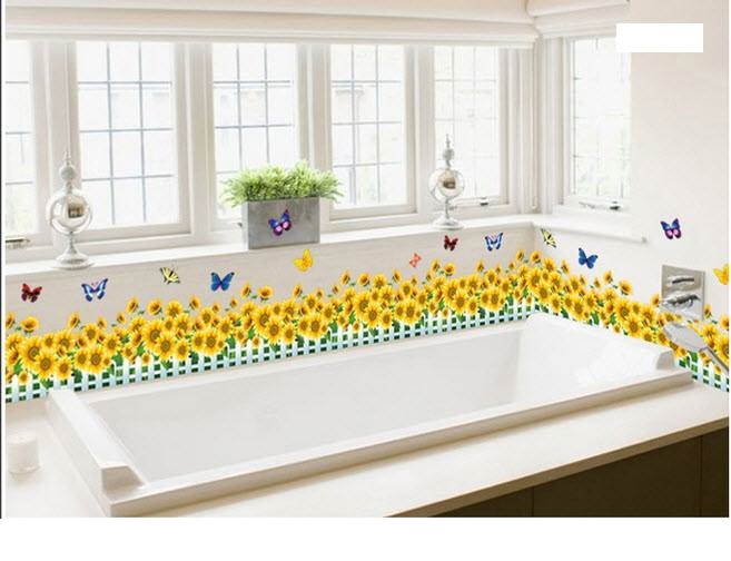 Decal dán tường hàng rào hoa cúc