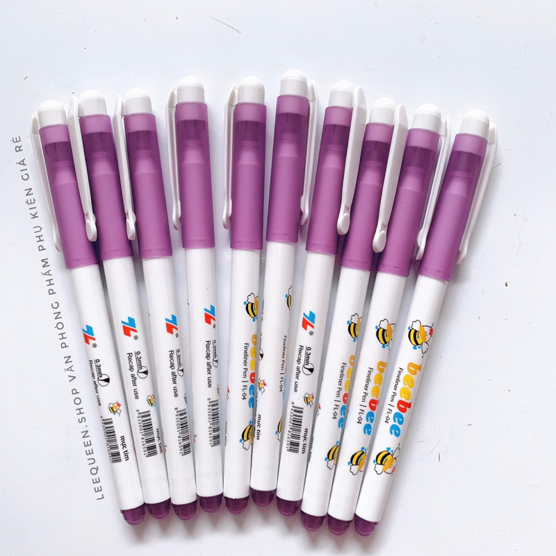 Hộp 10 Cây Bút Lông Kim Bee Bee Fl-04(Mực Tím)
