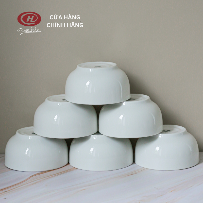 Bộ 6 Bát Cơm Trắng Trơn 11.5cm C07 - Sứ Minh Châu