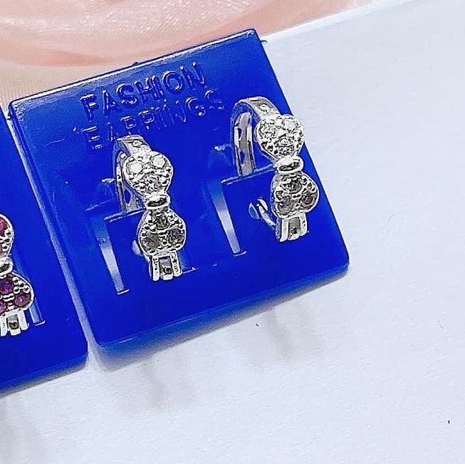 Children's Bow-Shaped Earrings Made of Silver Material Ms05C