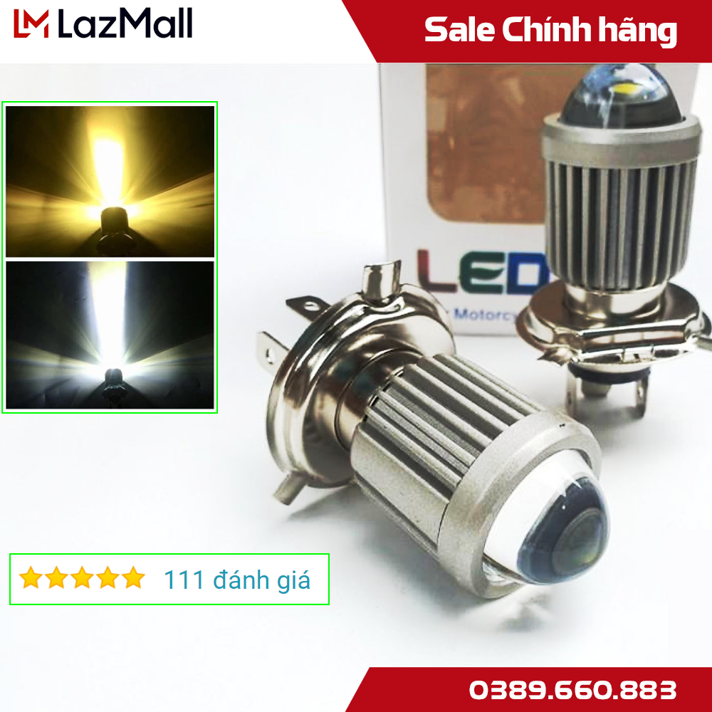 Bóng lét H4 bi cầu sáng pha trắng cos vàng dành cho xe máy sài bóng 3 chân, đèn led bi cầu H4, đèn led H4, đèn lét H4 bi cầu, den led bi cầu, đèn led bi cầu - Bảo Hành Toàn Quốc 1 đổi 1