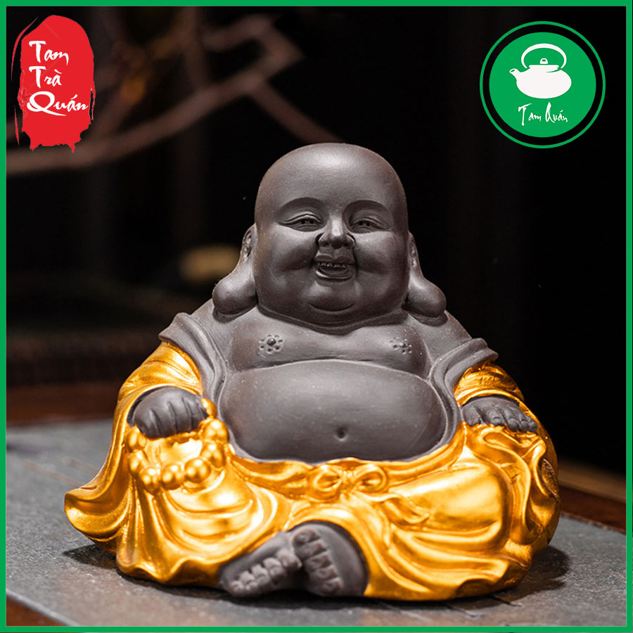 Tượng gốm ông địa trang trí bàn trà đạo