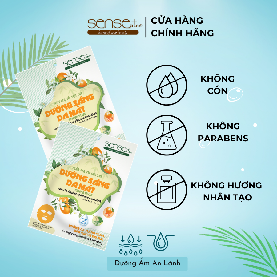MẶT NẠ TỪ SỢI TRE DƯỠNG SÁNG DA MẶT SENSE PLUS 23G