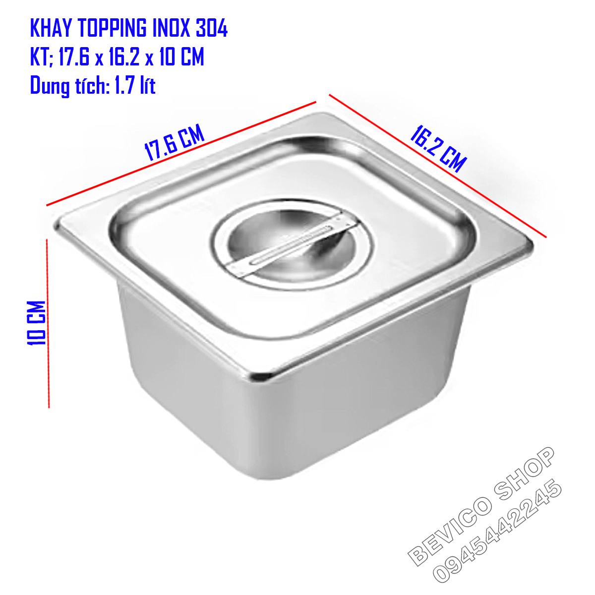 Khay inox đựng thạch topping, đựng thực phẩm (nhiều size)