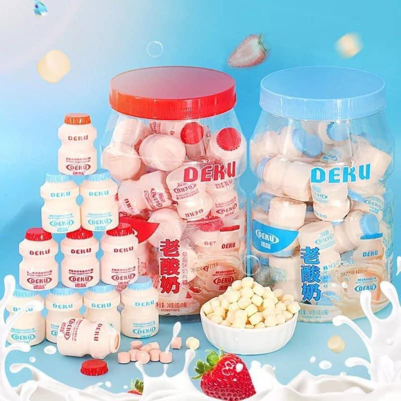 Kẹo sữa chua deku hộp lớn 30 hũ 350g ăn là nghiền