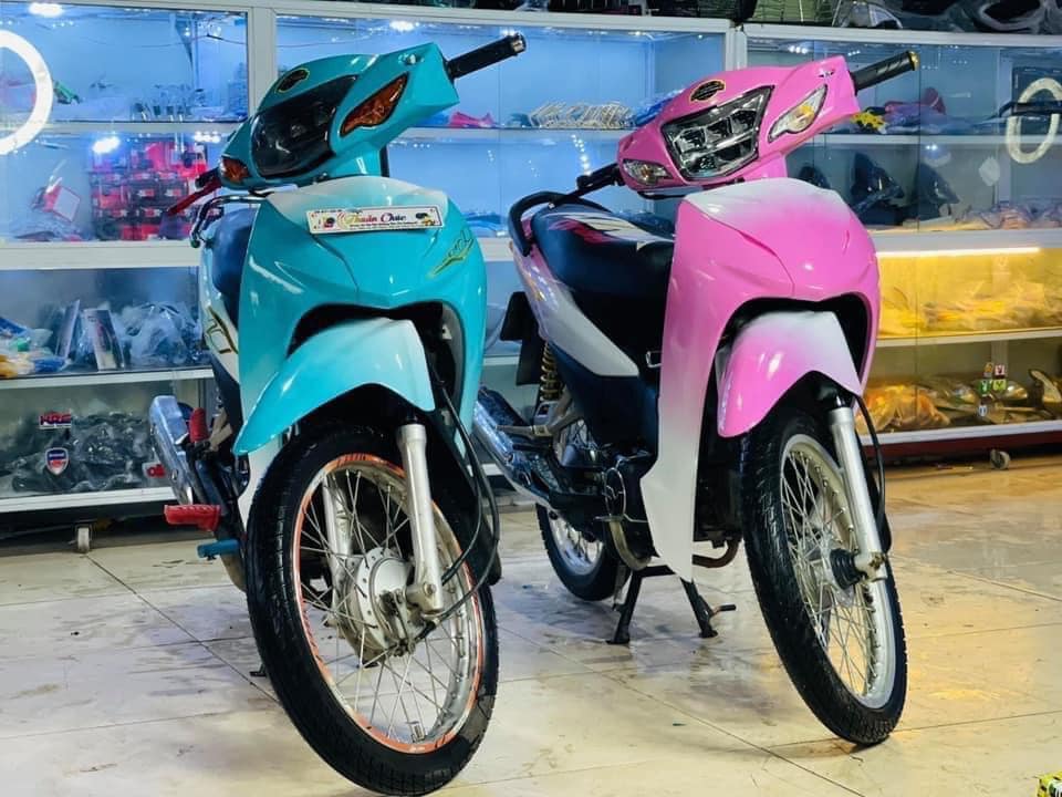 ( Màu Hồng ) Tem Phủ,Trùm Cho Wave 100,110 Chuyển Sắc 2 Màu Cao Cấp Loại Cán 3 Lớp Bóng