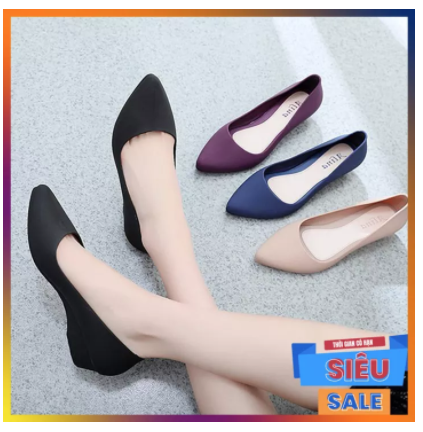 [ Hot ] Giày Búp Bê Mũi Nhọn Nhựa Dẻo G18
