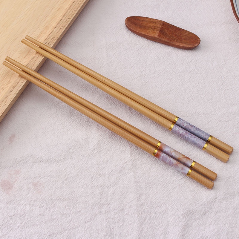 Bộ 10 đũa tre ăn cơm vân đá kháng khuẩn cao cấp Bamboo