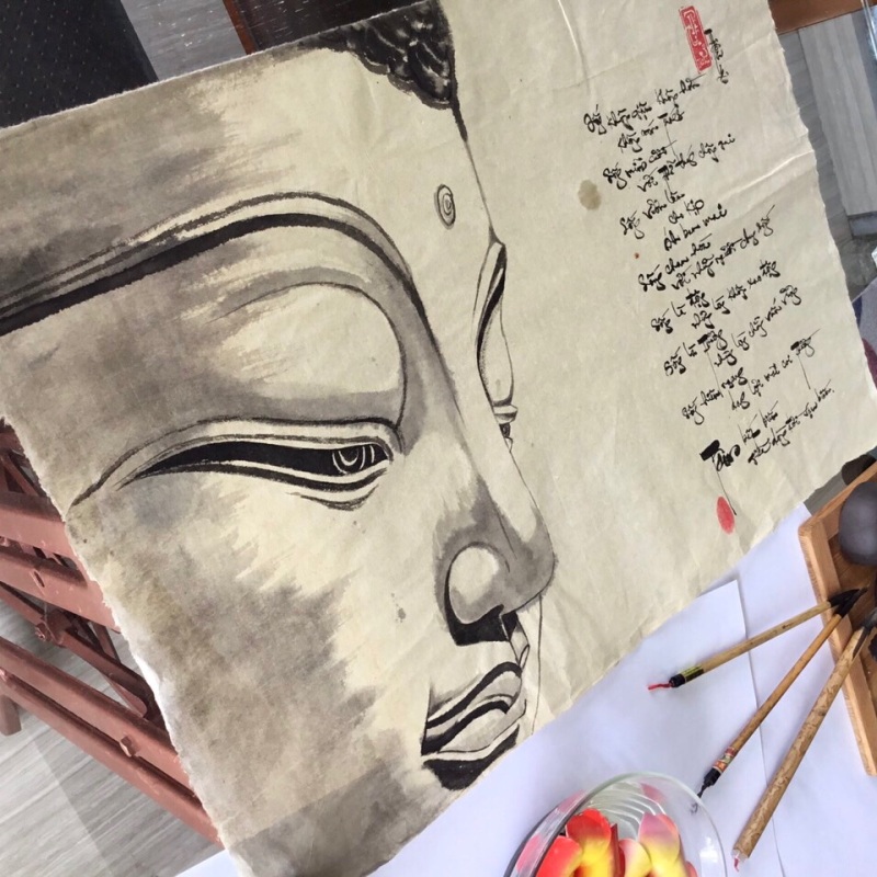 Tranh tết : tranh siêu rẻ- bền- đẹp.Tranh phong thuỷ- tranh trang trí- tranh thư pháp thuỷ mặc- Bức tranh vẽ Phật