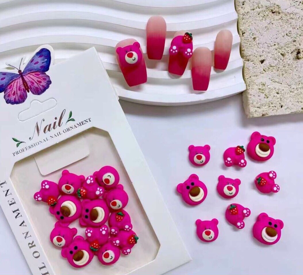 Charm nơ, charm gấu dâu gắng móng - Charm trang trí móng - TGN937