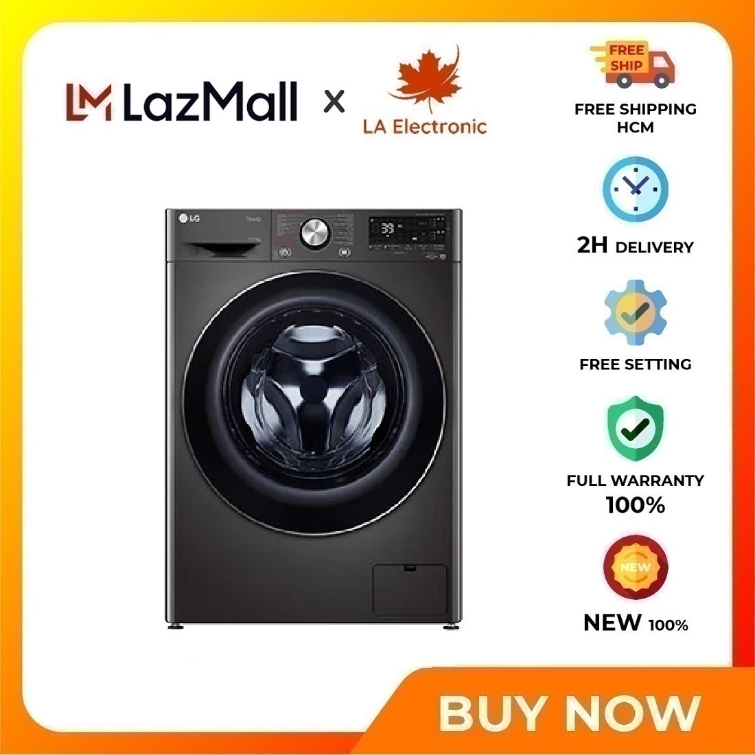 LG washing machine 12 KG FV1412S3BA - Free shipping HCM - Hot water washing removes bacteria, as well as many allergens
