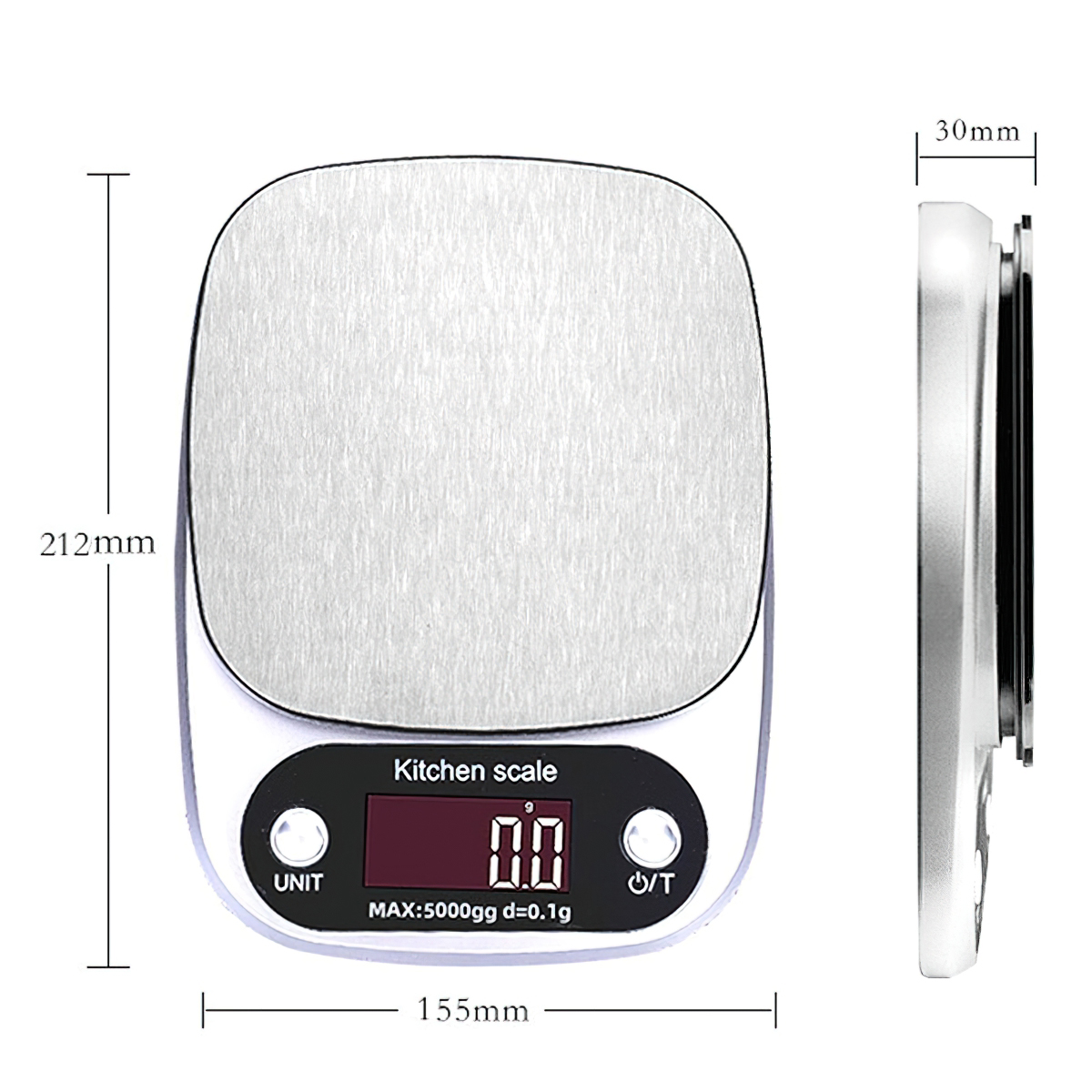 High precision mini electronic kitchen scale weighing 1g - 5kg for baking with 2 AAA batteries