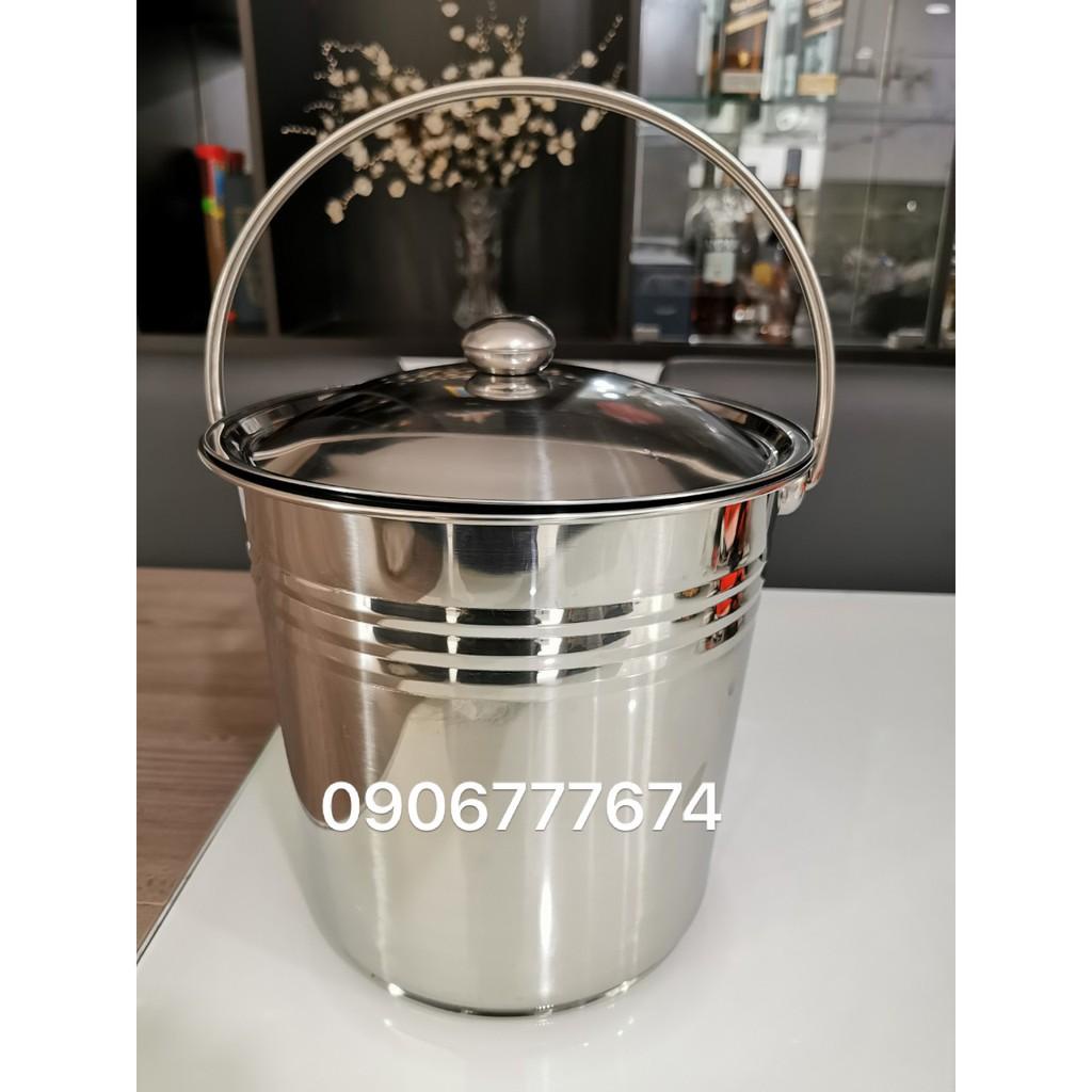 Xô inox có nắp đựng nước lèo/ đựng đá
