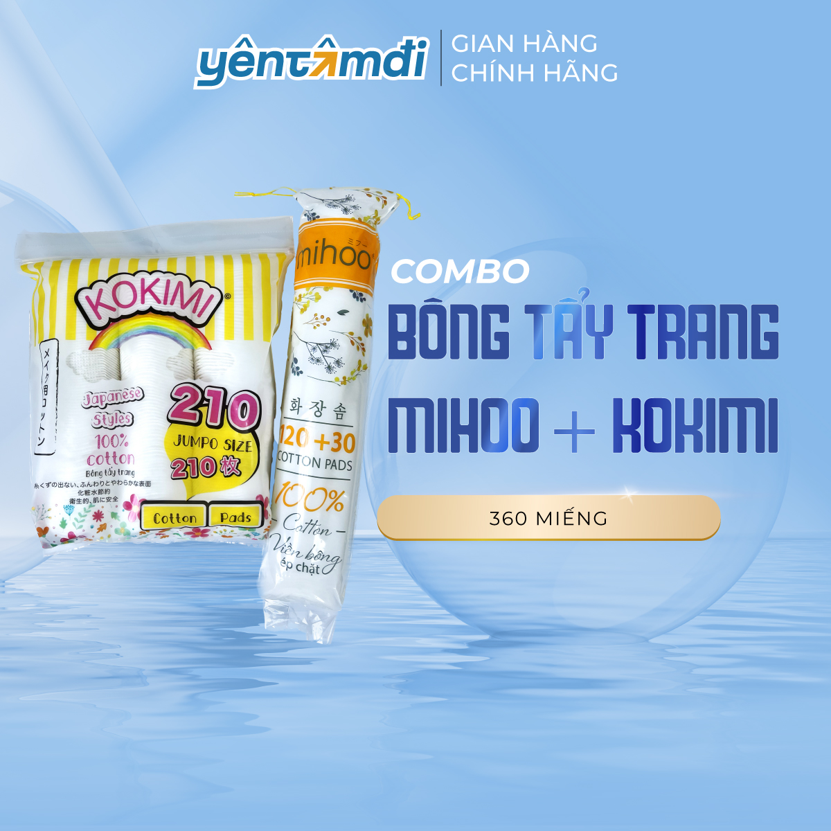 COMBO bông tẩy trang Mihoo Kokimi 360 miếng