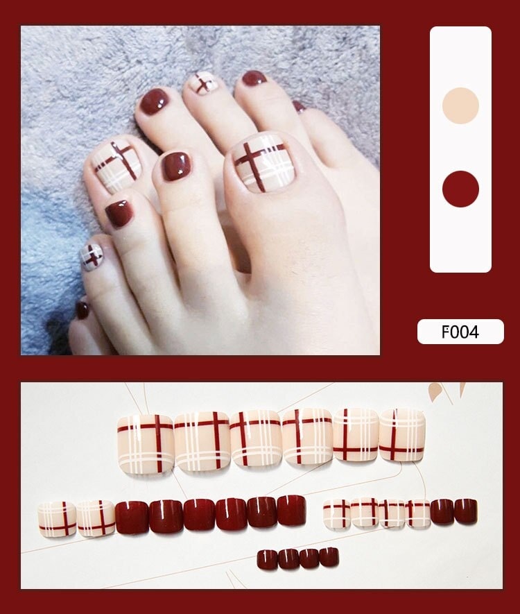 Bộ 24 Móng chân giả , nail giả C67 (kèm keo dán)