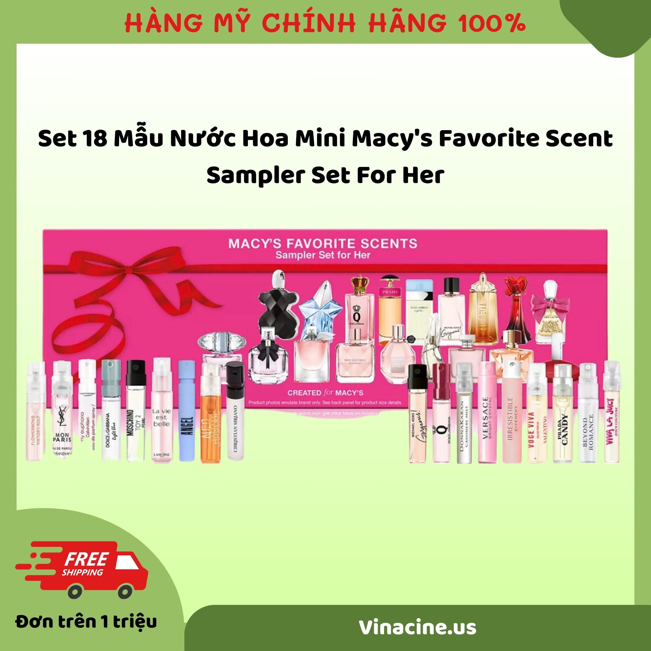Set 18 mẫu nước hoa mini macy's favorite scent sampler set for her
