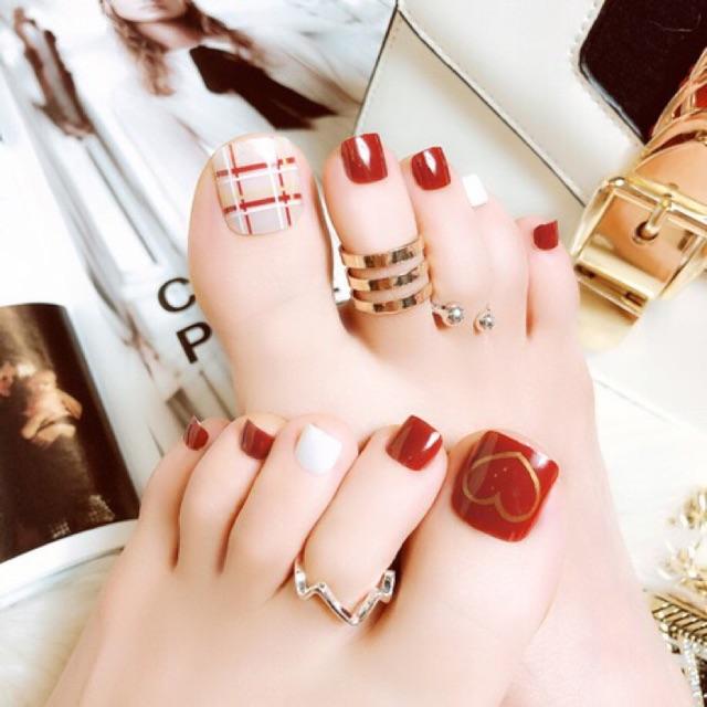 Bộ 24 Móng chân giả , móng giả C5 (kèm keo dán)