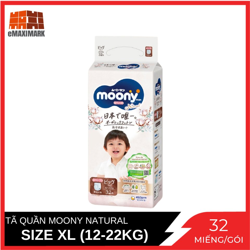 Tã quần moony nature siêu cao cấp size xl gói 32 miếng
