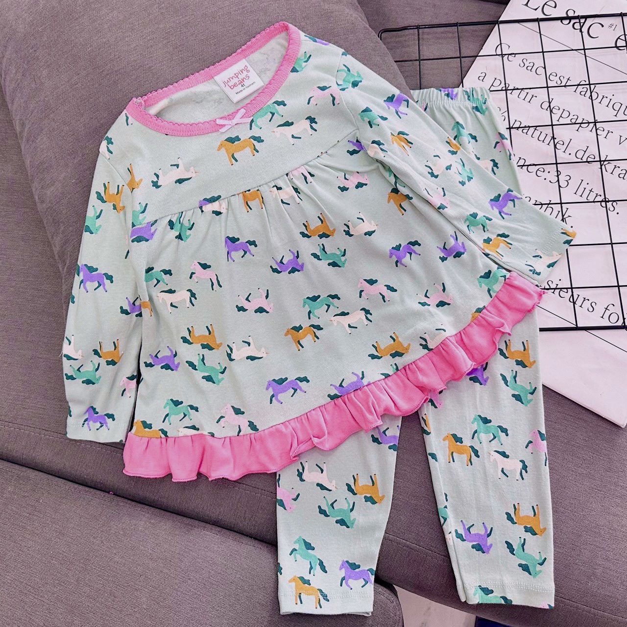 (9-23kg) Bộ tay dài quần dài dáng babydol bé gái, thun borip đẹp mềm co giãn tốt, mặc thoải mái (299-941)