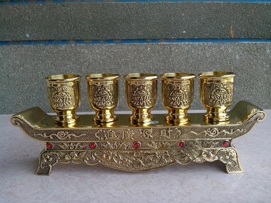 Bộ chung nước 5 ly bằng đồng