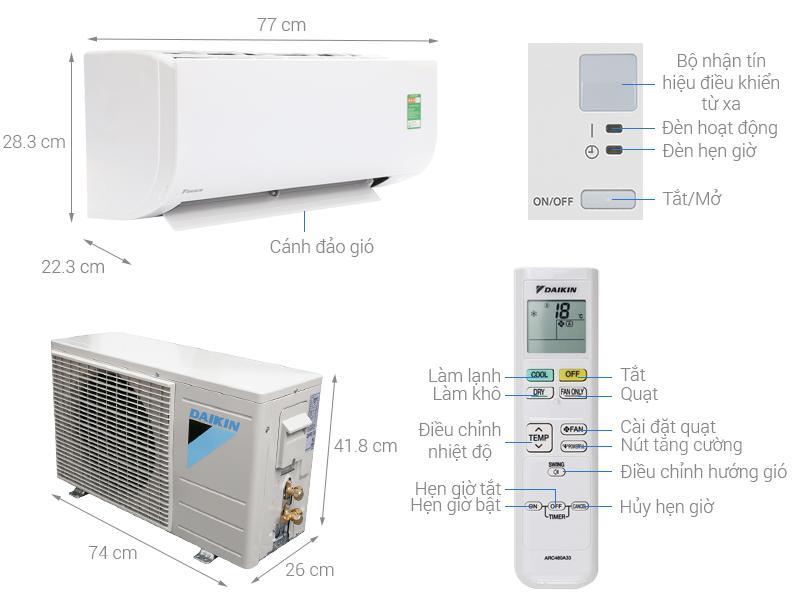 Bảng giá Điều hòa Daikin 1 chiều FTC25NV1V gas R32 Mẫu 2018